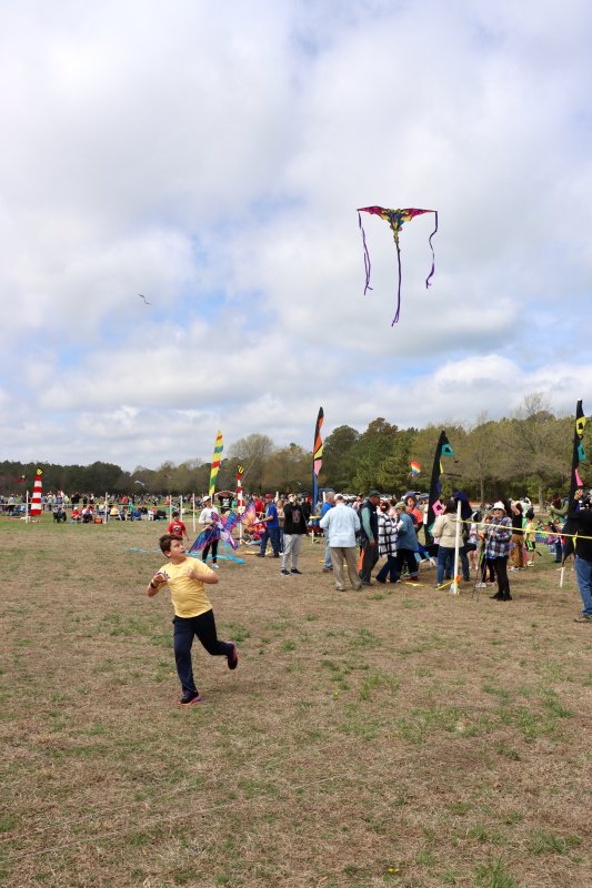 Arrison Grady from North Springfield, Va., launches his kite during the competition part of the event.