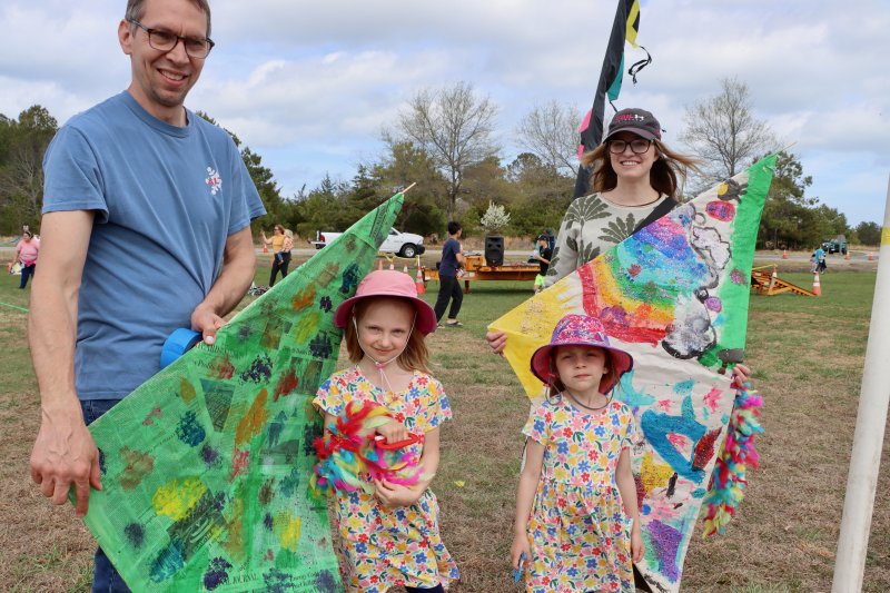 The Sutter family from Wayne, Pa., brought two homemade kites. Shown are (l-r) Michael, Charlotte, Audrey and Laura Sutter.