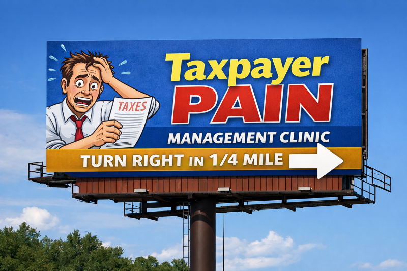 If only there was a Taxpayer Pain Management Clinic.... Tax Pain!
