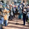 Ann Freeman, standing middle, conducts a bell peal outside St. Peter’s Episcopal Church on New Year’s Day. The concert rang in the start of the Lewes 250 celebration. BILL SHULL PHOTOS