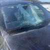 A passenger was cut in the face after a chunk of ice flew off a passing truck Jan. 9 on Route 9 and broke the car windshield. SOURCE: CODY AYERS