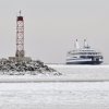 This photograph from 2015 shows the Cape May-Lewes Ferry navigating through icy conditions as it approaches Lewes. NICK ROTH PHOTO