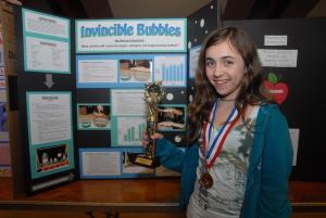 First place in the Physical Science category went to Lee-elle  Abouboul from Rehoboth Elementary for her Invincible Bubbles project. Glycerin and water produced the longest lasting bubble compared to the corn syrup or soda solutions. BY STEVEN BILLUPS