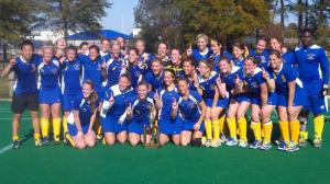 Delaware Club team is "off the hook happy" after going 6-0 over two days of play, beating Virginia 3-2 in the championship game of National Collegiate Field Hockey League Tournament. BY BOBBIE REDEFER