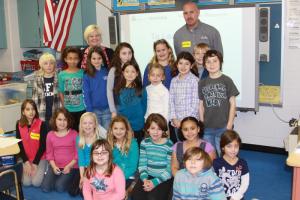 Win Rosenberg's third grade class is learning about bridges as part of a STEM curriculum. Pictured are in the first row (l-r) Claudia Pulcinella Douglas Heid and Martha Billups. In the second are Mallory Lemin, Samantha Sordi, Ally Best, Else Leebel, Emily Racz and Jacqueline Johnson. In the third row are Christian Newbold, Aubrey Munn, Sarah Nutter, Landon Rockwell, Bella Myers, Emma Kuska, Riley Keen, Sydney Mundok, Ben Sala and Jake Truitt. In the fourth row are Win Rosenberg and Craig Stevens. BY MELISSA STEELE
