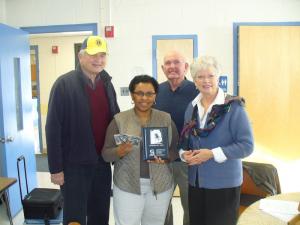 The Millsboro Lions presented a Stereo Fly Test for depth perception to East Millsboro Elementary for use with all grade levels on a year-round basis. The test materials were donated by Dr. Jeff Hilovsky of Sussex Eye Center. Shown are (l-r) Lion Tom Mahler, school nurse Gloria Duffy, Lion Everett Rust and Lion Jan McCarty, sight chair. SOURCE SUBMITTED
