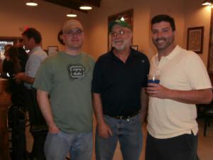 Enjoying happy hour are (l-r) Lewes resident Matt Walsh, Tom Greenwood and Victor Mattia. BY MOLLY MACMILLAN