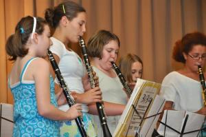 Fifth-graders playing clarinets are (l-r) Hannah Wiswell, Marcella Sabbaugh, Sierra Touhey, Caroline Marr and Jasmine Mayo. BY RON MACARTHUR