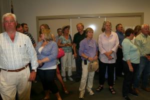 Lewes voters wait for election results among City Council candidates Bill Landon, Ted Becker, Rob Morgan, Bonnie Osler and Dennis Reardon. BY HENRY J. EVANS JR,