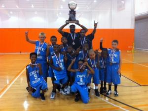 In back are (l-r) coaches Rodney White and Tommy Rushin with players Christopher Vonhof, Shihiem Williams and Joseph Kirby; middle row: Kris Rushin, Cory Barnes, Javaughn Burton, Brody Pederson, Lionel Bailey and Colin Mallet. In front are Isreal White and Micheal Glanden Jr. BY SUBMITTED