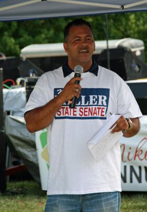 Mike Miller announces that he is running for state senate July 14 at his house during his Annual Friends and Family Cookout. BY PAT IRELAN