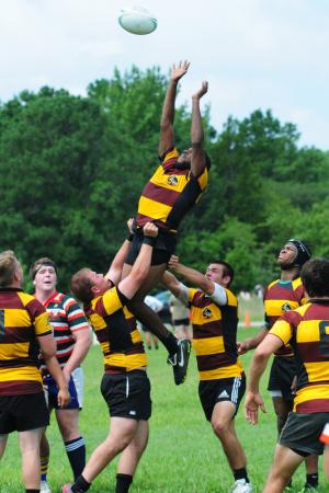 A Salisbury player grab the ball during a line out. BY DAN COOK
