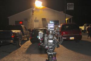 The crew shoots a night scene for "Blue Ruin." BY DAREN CRISWELL