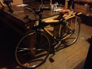 At a shop in downtown Camden specializing in bamboo products, I spotted this bicycle with a bamboo frame.