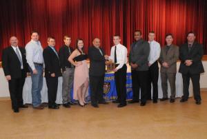 Robby Rogers was presented with the Junior Firefighter of the Year award. Shown are (l-r) Woody Magee, Cliff Stabner, Walt Reynolds Jr., Jacob Slater, Taylor Cirrilo, Ed Schaeffer, Rogers, Michael Arnett, Aiden Gause, Glenn Marshall and Troy Virden. BY STEVEN BILLUPS