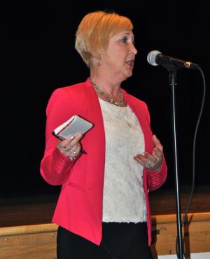 Rep. Ruth Briggs King offers several suggestions to state transportation officials during a recent hearing. BY RON MACARTHUR