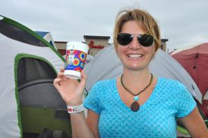 Bethanne Marlowe of Georgetown will be the first one to receive her coupons for free food for a year. She and her husband, Josh, spent their ninth wedding anniversary camping out on the Chick-fil-A parking lot.