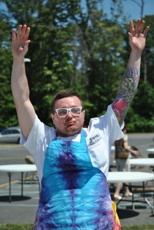 Hari Cameron celebrates his victory in the first-ever VegFest cupcake eating contest. PHOTOS BY LEXI COON