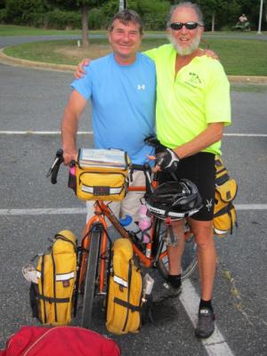 Larry and I went to kindergarten together and have been good friends ever since. After he took us over the bay bridge, we pedaled across Kent Island and then on to Queenstown where Ellen, Pam and Sud met us. More friends of a lifetime. We did what we have been doing all across the country - standing alongside a road or a street swapping stories and laughter, pretending we have it all figured out. And actually we do. It's right there in the song: "you do the hokey pokey and you turn yourself around - that's what it's all about." And somehow I thought it was deeper than that.