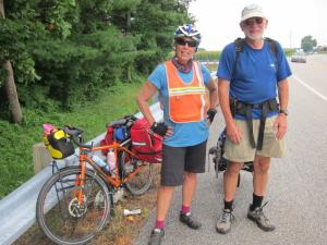 We met up with Ron on 404 a ways west of Denton. He left Lewes a few days ago, walking the American Discovery Trail (ADT) toward California. "I'll keep going until winter stops me and then I'll start up again." He had a unique rolling back pack trailing behind him. He told us he's hiked the Appalachian Trail, the Pacific Crest Trail and the Continental Divide Trail. "I just like being out in it." Near Lewes he had a nice conversation with KK and Dave and asked us to please tell them hi. That's how messages start working their way across the country.