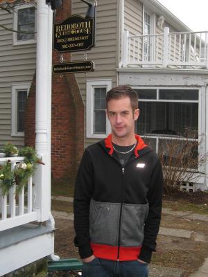 Former Cake Break baker Tom Kelch in front of his bed-and-breakfast, Rehoboth Guest House. Kelch and other employees said checks from Cake Break bounced routinely, and by the end, owners Phil and Debbie Katz were paying them with personal checks. BY RYAN MAVITY