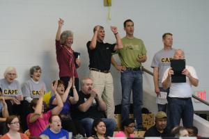 The Cape crowd cheers the Molly Weeks victory. BY DAN COOK