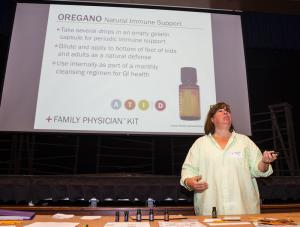 In a workshop concentrating on making over the medicine cabinet with essential oils, Kimberly Distilli of Wellness Balance discusses the used of oregano. BY DENY HOWETH