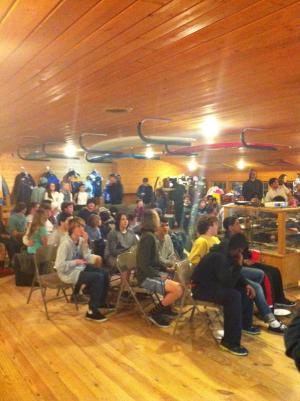 Local skateboarders wait to get a peek of themselves in Jake Bamforth's DVD, "Lewes," which screened for the first time April 4 at Liquid. SOURCE SUBMITTED