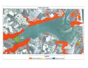 This map shows Shellfish Aquaculture Development Areas in Indian River Bay. SOURCE DNREC FISH AND WILDLIFE