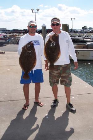 Eric Rust of Felton and Rick Cornell of Milton fished Site 10 using bucktails with cut bait and landed these two nice doormats. Eric's fish weighed 8.4 pounds while Rick's fish weighed in at 7.2 pounds. BY HOOK 'EM AND COOK 'EM
