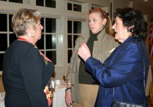 Journalist Christine Dolan, center, chats with Sussex County Republican Women's Club members Carole Andrejko, left, and Phyllis Byrne. BY MADDY LAURIA