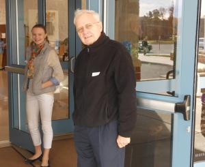 Jerry and Kristina Alexander were the bright-faced greeters. They wished everyone who entered a Happy Thanksgiving. BY CHRIS FLOOD