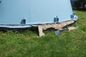 Town officials say cracks in the foundation of the water tower behind Shipbuilders Village were found about three years ago. SOURCE FILE PHOTO