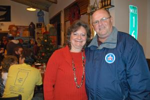 Georgetown's First Lady Faye West and Mayor Bill West show their support for 16 Mile Brewery while celebrating Delaware Day. BY MADDY LAURIA