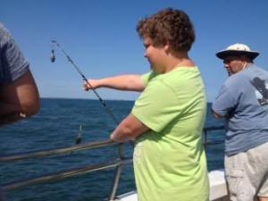 When Andrew Zappley isn't busy in the kitchen, he enjoys doing what any other 12-year-old boy would. Here he is seen fishing in the Delaware Bay during a trip to his family's Prime Hook beach house in summer 2014. COURTESY KAREN HARRIE-ZAPPLEY