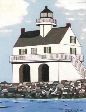 Construction on the Strickland Lighthouse served as the front light for the Delaware Breakwater Range from 1881until 1902 ARTWORK BY ROBERT SCHNEPFE