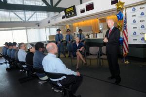 Gov. Jack Markell addressed the technicians at the ceremony, commending them on their quick action. Markell said, "What a great example you set." BY STEVEN BILLUPS