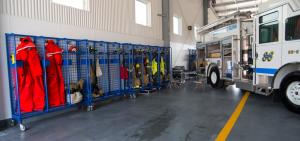 Gear is stored on rolling casters so the space is flexible. BY DENY HOWETH