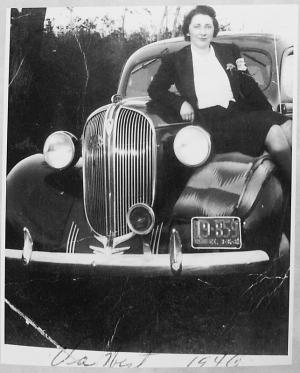 A single Virginia sits atop her fiancés car in this photo from the '40s. SOURCE SUBMITTED