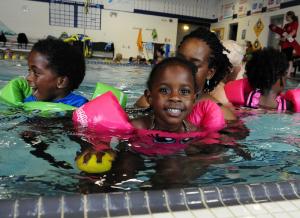 Noelle Harris loves the pool at the WLSL. BY DAN COOK