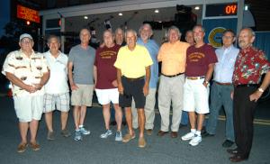 The gentlemen of Milton High School Class of 1965 (l-r) David Dodd, David Dutton, Mike Shapiro, Dennis Hughes, David Conly, Carston Wagner, Richard Carmean, Don Lockwood, Ray Burton, Jack Hudson, Jack Donovan and John Lank celebrated 50 years alongside the Milton Fire Department Ladies Auxiliary Aug. 7. BY MADDY LAURIA