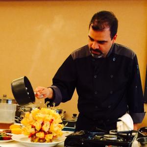 Chef Ramses Bravo prepares an elegant whole food SOS (salt, oil, sugar-free) dessert. BY DOROTHY P. GREET