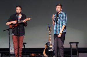 Julian, left, and Adrian Woodrow of Take 2 perform for an appreciative crowd during its Dream Big tour. The twins performed a benefit for the Rylie's Smile Foundation. BY STEVEN BILLUPS