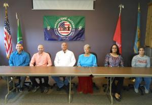 The Nanticoke Indian Association Tribal Council for 2016 and 2017. Shown (l-r) are Kyle Harmon, Brett Jackson, Assistant Chief Isaac Jackson, Chief Natosha Carmine, Ashley Wright, Secretary Leslie Wilson. Not shown are Terry Johnson and Chris Zakrociewski. BY CHRIS FLOOD