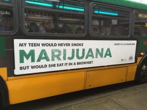 Sign on a bus in downtown Seattle. Make people think!