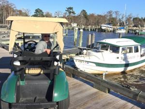 At Albemarle Plantation Marina - one of the stops on the Albemarle Loop - southern hospitality included free use of a golf cart.