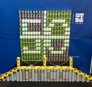 Delaware Tech students competed in The Delaware Food Bank's CANgineering competition with a 50th anniversary entry made entirely of donated cans of food. SOURCE SUBMITTED