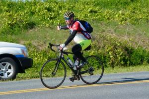 Douglas Gladstone rides into Lewes on the fifth day of the EMS tour. BY RON MACARTHUR