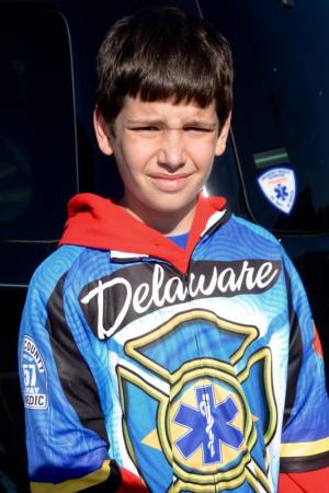 Matthew Callaway was chosen to lead cyclists into Rehoboth Beach. He is the son of Sussex County paramedic Stephanie Callaway who died in an ambulance crash in 2008. BY RON MACARTHUR