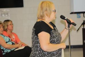 Dianne Pearce addresses the board.